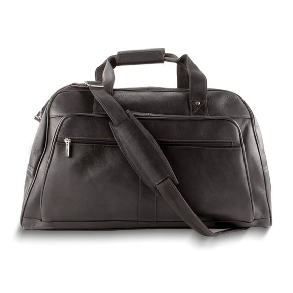 Dark Brown Leather Duffle Bag with Laptop Pocket and Adjustable Strap - Picture 1 of 1